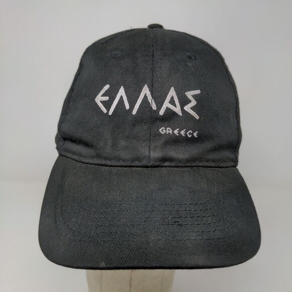 Greece Men's Strapback Hat Cap Black OSFA Graphic Logo PolyCotton - Picture 3 of 10